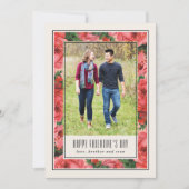 バラフレームバレンタインの写真カード – アイボリー 招待状 (正面)