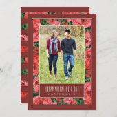バラフレームバレンタインデーの写真カード – Maroon 招待状 (正面/裏面)