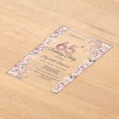 バラフレーム駆動バラ金ゴールド65誕生日 アクリル招待状 (レイダウン)