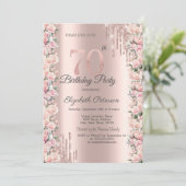 バラフレーム駆動バラ金ゴールド70誕生日 招待状 (スタンド正面)