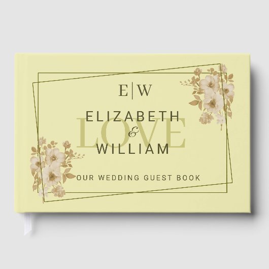 バラフレーム – モノグラムシナ結婚リア黄色 ゲストブック (正面)