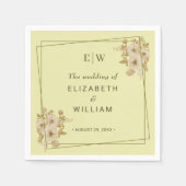 バラフレーム – モノグラムシナ結婚リア黄色 スタンダードカクテルナプキン (正面)