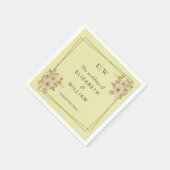 バラフレーム – モノグラムシナ結婚リア黄色 スタンダードカクテルナプキン (角)