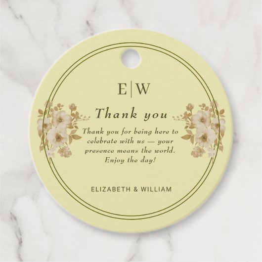 バラフレーム – モノグラムシナ結婚リア黄色 フェイバータグ (正面)