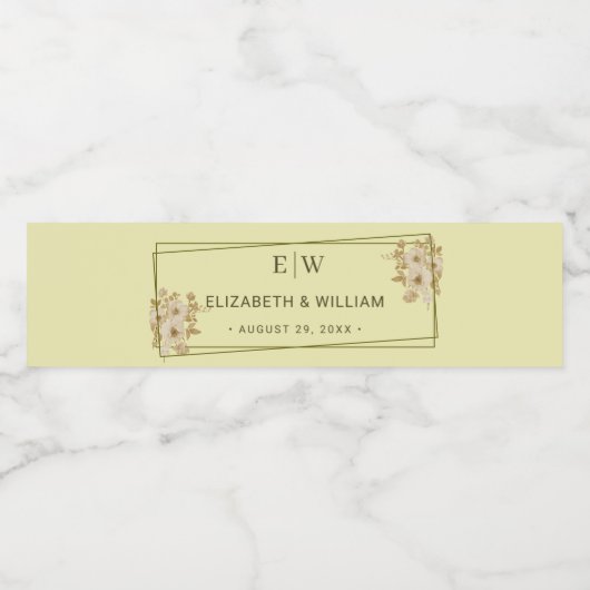 バラフレーム – モノグラムシナ結婚リア黄色 ペットボトルラベル (シングルラベル)