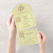 バラフレーム – 天結婚黄 オールインワン招待状 (貼ってはがせる)