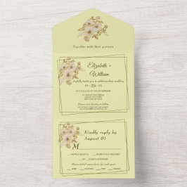 バラフレーム – 天結婚黄 オールインワン招待状