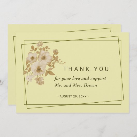 バラフレーム – 天結婚黄 サンキューカード (正面/裏面)