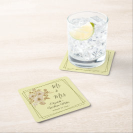 バラフレーム – 天結婚黄 スクエアペーパーコースター