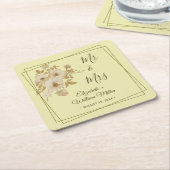 バラフレーム – 天結婚黄 スクエアペーパーコースター (アングル)