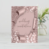 バラフレ結婚ームグリッターブライダル粉末 招待状 (スタンド正面)