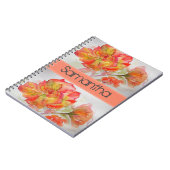 バラフローラウォーターカラーオレンジピーチピンクノートブック ノートブック (左側)