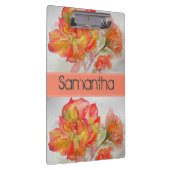 バラフローラウォーターカラーオレンジピーチピンク クリップボード (右)