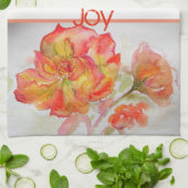 バラフローラウォーターカラーオレンジユー後を追ザの喜び キッチンタオル (折り畳み)