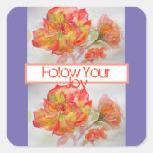 バラフローラウォーターカラーオレンジユー後を追ザの喜び スクエアシール (正面)