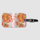 バラフローラウォーターカラーオレンジユー後を追ザの喜び ラゲッジタグ (正面横)