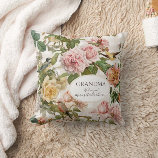 バラフローラエレガント赤面ピンク祖母の写真 クッション (ブランケット)