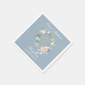 バラフローラガーランドバプテスマ《キリスト教》洗礼式や命名式ダスティブルー スタンダードカクテルナプキン (角)