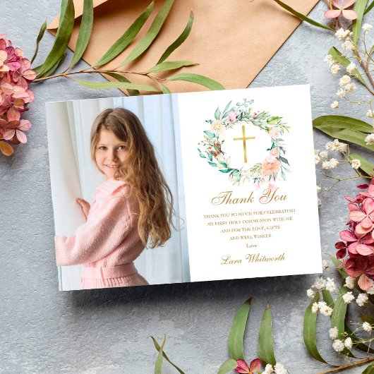 バラフローラガーランド最初の聖餐式の写真 サンキューカード