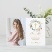 バラフローラガーランド確認フォト金ゴールドスクリプト サンキューカード (スタンド正面)