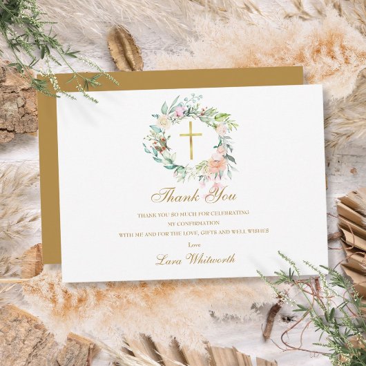 バラフローラガーランド確認金ゴールドスクリプト サンキューカード