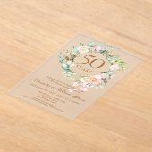 バラフローラガーランド結婚50周年記念 アクリル招待状 (レイダウン)