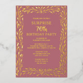 バラフローラグラム70thカスタム誕生日 箔招待状 (正面)
