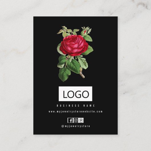 バラフローラジュエリーイヤリングネックレスディスプレイカード 名刺 (裏面)