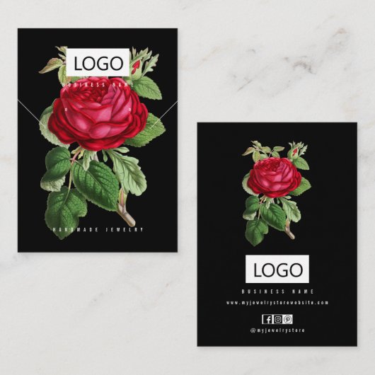 バラフローラジュエリーイヤリングネックレスディスプレイカード 名刺 (正面/裏面)