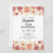 バラフローラテラコッタブラウン70誕生日 招待状 (正面)