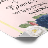 バラフローラネイビーブルー赤面ピンク金ゴールド ポスター (角)