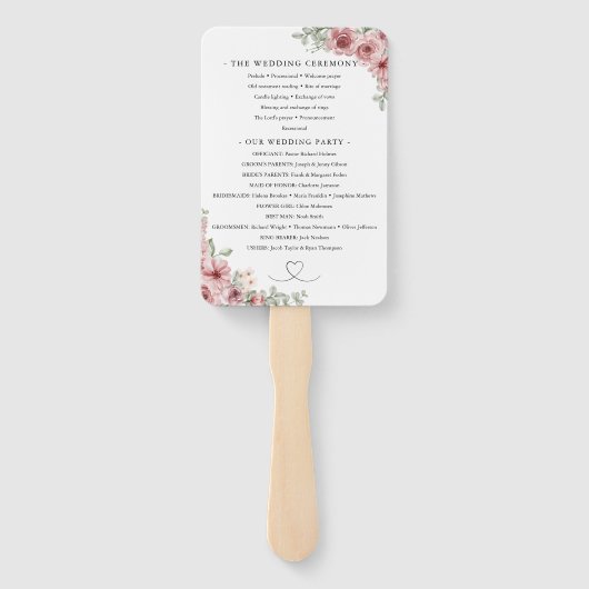 バラフローラハートスクリプト結婚式 プログラム ハンドファン (裏面)