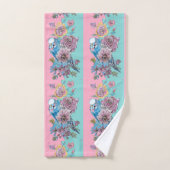 バラフローラバラブジバードバード女性ピンクアクア バスタオルセット (ハンドタオル)