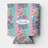 バラフローラバラブジバードバード女性ピンクアクア 缶クーラー (正面)