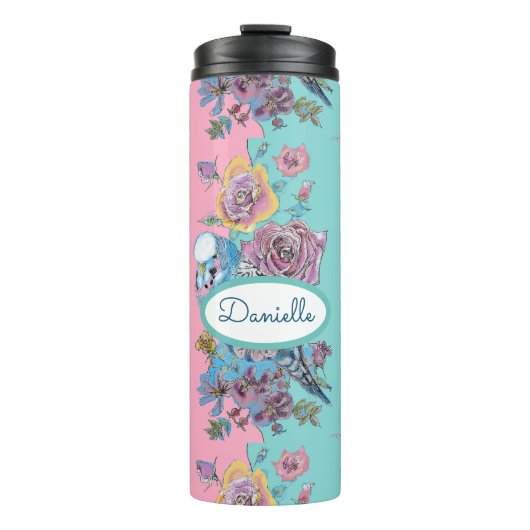 バラフローラバラブジーバード女性ピンクアクア  タンブラー (正面)