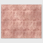 バラフローラバラ金ゴールドピンクプリンセスグリッター ラッピングペーパー (フラット)