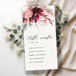 バラフローラパンパスグラスシーティンググラフテーブル番号 サンキューカード