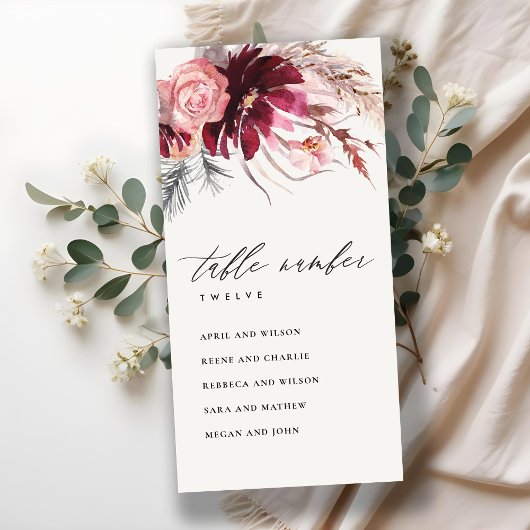 バラフローラパンパスグラスシーティンググラフテーブル番号 サンキューカード