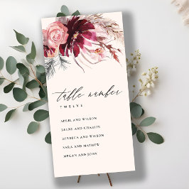 バラフローラパンパスグラスシーティンググラフテーブル番号 サンキューカード