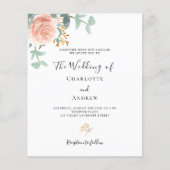 バラフローラピンクQR詳細RSVP結婚式招待状 (正面)