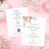 バラフローラピンクQR詳細RSVP結婚式招待状