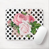 バラフローラブラック水玉模様ボウマウスパッド マウスパッド (マウス)