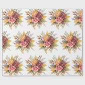 バラフローラブルゴーニュパターンアンティーク結婚式 ラッピングペーパー (フラット)