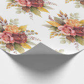 バラフローラブルゴーニュパターンアンティーク結婚式 ラッピングペーパー (角)