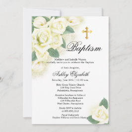 バラフローラブーケバプテスマお祝い招待状 招待状