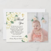 バラフローラブーケバプテスマ写真ありがとう サンキューカード (正面)