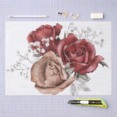 バラフローラブーケ水色デコパージュ 薄葉紙 (クラフト)