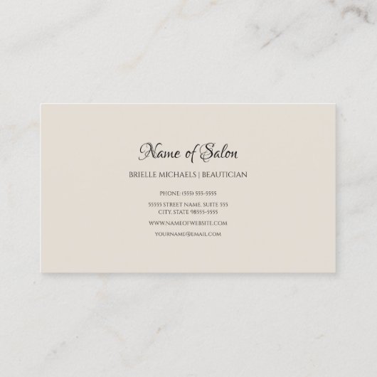 バラフローラホワイトグリッタースパークルヘアと美しい 名刺 (裏面)