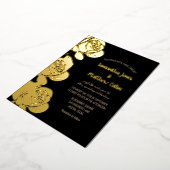 バラフローラボホブラックゴールドフォイル結婚ズ 箔招待状 (回転した状態)