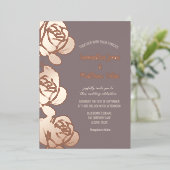 バラフローラボホ赤面ピンクゴールドフォイル結婚ズ 箔招待状 (立ち正面)